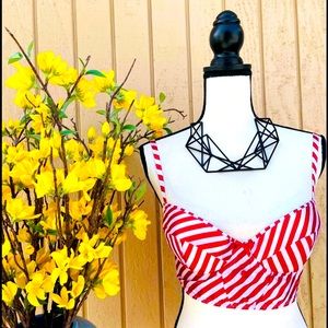 Frederick’s of Hollywood red candy stripe bustier bra